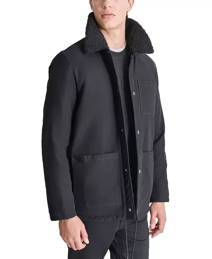  Мужская хлопчатобумажная куртка на флисовой подкладке  DKNY с застежкой спереди black