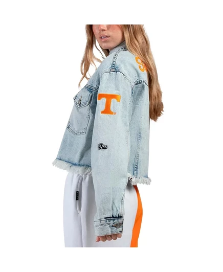 Джинсовая куртка на пуговицах от Hype and Vice Women's Denim Tennessee Volunteers Lightwash denim