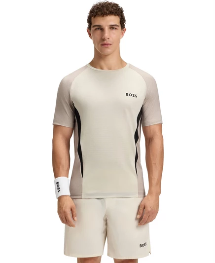 Мужская приталенная футболка из сетчатого джерси Hugo Boss open white