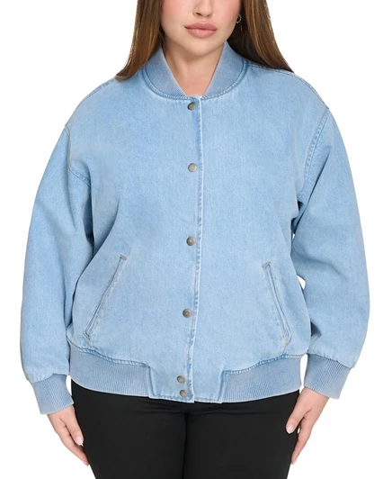 Женская бомбер-куртка Levi's Varsity, плюс-размер, хлопок/деним, синяя