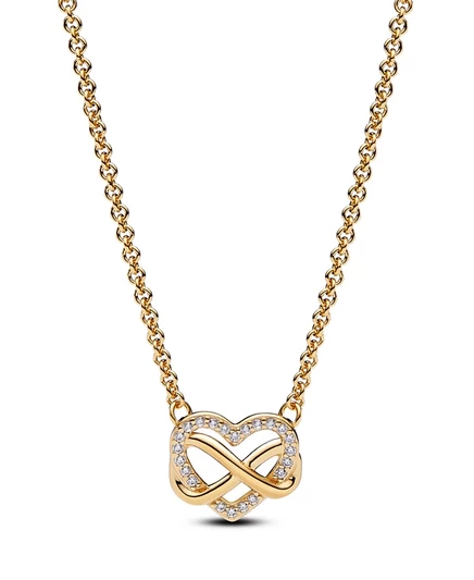 Колье Pandora Sparkling Infinity Heart, позолоченное