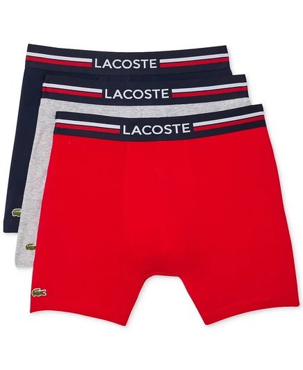 Мужские боксеры Lacoste 3 шт. хлопок-стрейч, с триколором