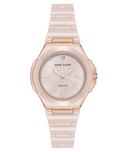Женские кварцевые часы Anne Klein с розовым керамическим браслетом, 30 мм multi