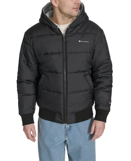 Мужская двусторонняя куртка-бомбер с капюшоном black/heather gray