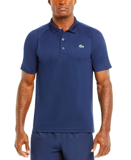 Мужское поло Lacoste с защитой от УФ, темно-синее