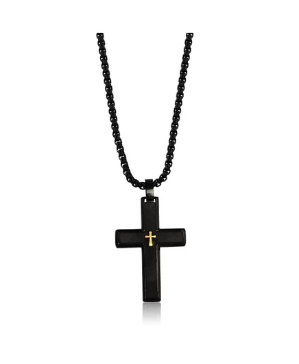 Мужская цепочка Metallo Cross, стальная, черная
