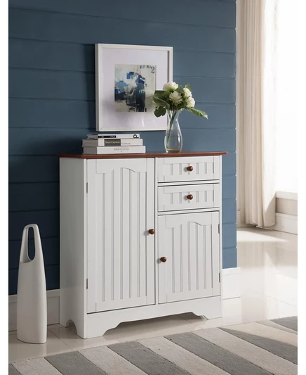 Кухонный шкаф для хранения и буфета Kings Brand Furniture Haber, белый