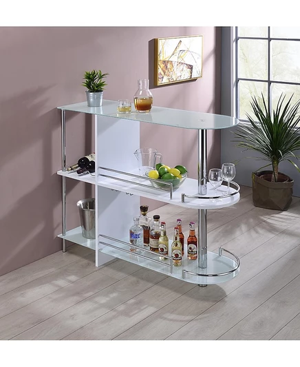 Барный стол Kings Brand Furniture с двумя стеклянными полками, белый