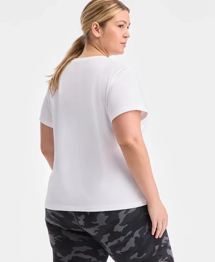 Модная хлопковая футболка с коротким рукавом ID Ideology Plus Size, эксклюзивно представленная в Macy's bright white