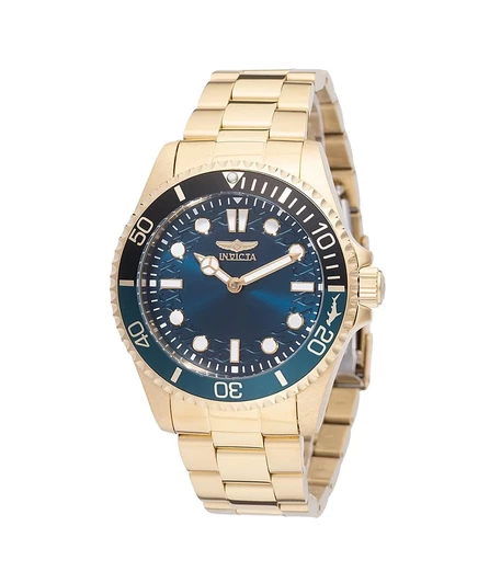 Мужские кварцевые часы Invicta 49707 Pro Diver PC20S с синим циферблатом, золото