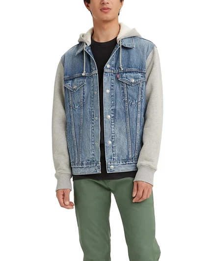 Мужская джинсовая куртка Levi's Hybrid с капюшоном, синяя