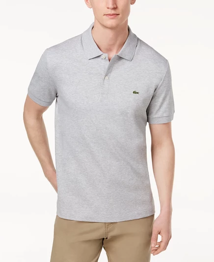 Мужское поло Lacoste обычного покроя с мягким на ощупь коротким рукавом cca - silver