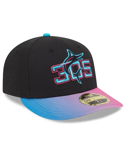 Мужская черно-розовая кепка New Era Miami Marlins 2025 City Connect  black, pink