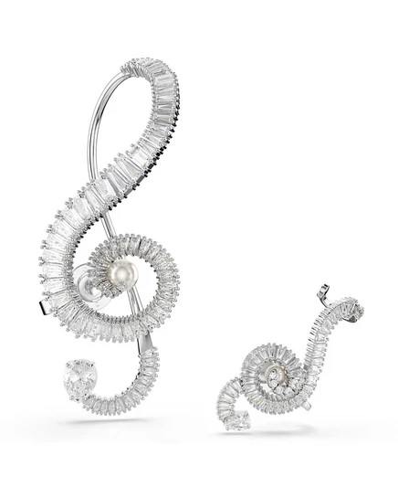 Женские клипсы Swarovski Ariana Grande с багетными кристаллами и жемчугом, серебристые