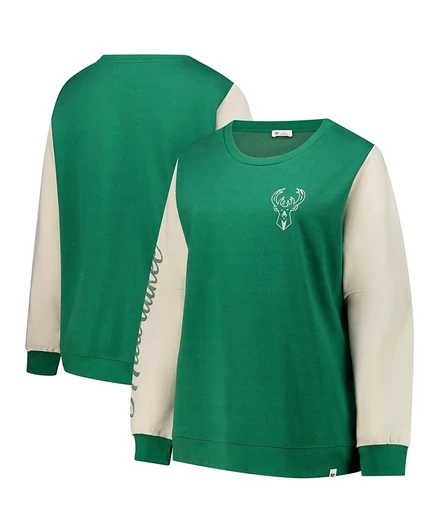 Женская толстовка '47 Brand Milwaukee Bucks Rise Andie оверсайз, темно-зеленая