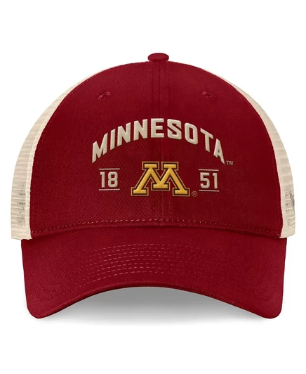 Мужская кепка с регулируемой посадкой Waylon Trucker от Top of the World темно-бордового цвета Minnesota Golden Gophers Heritage maroon, natural