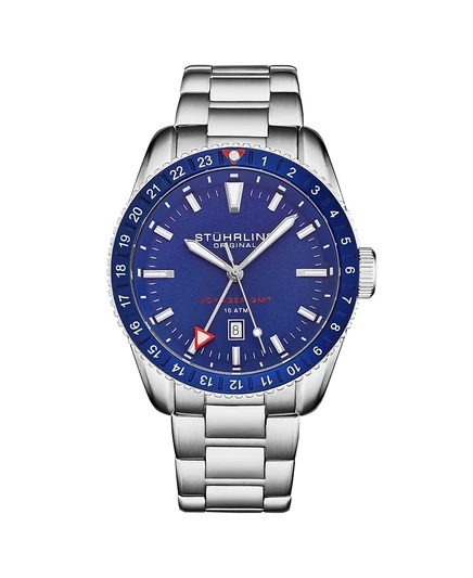 Мужские часы Stuhrling Aquadiver 49 мм, серебро/синий