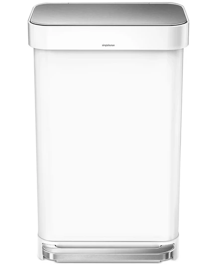 Мусорное ведро SimpleHuman 45 л с карманом, белое