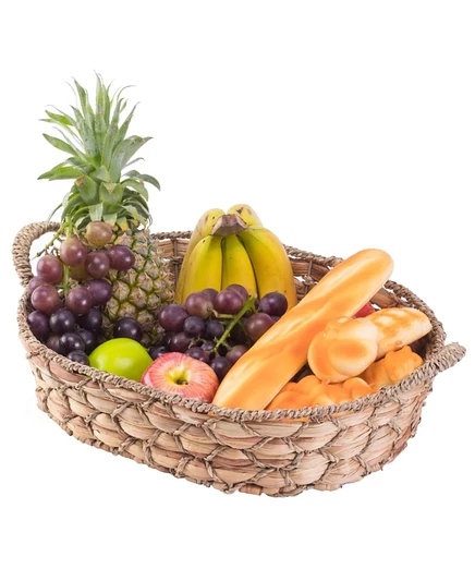 Корзина-поднос Wickerwise из морской травы с ручками, коричневая