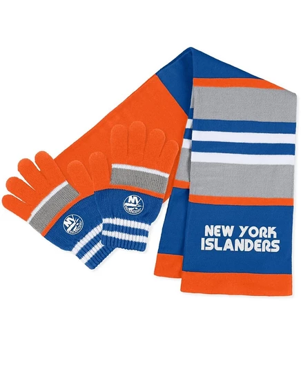 Женский комплект шарф и перчатки NY Islanders, разноцветный
