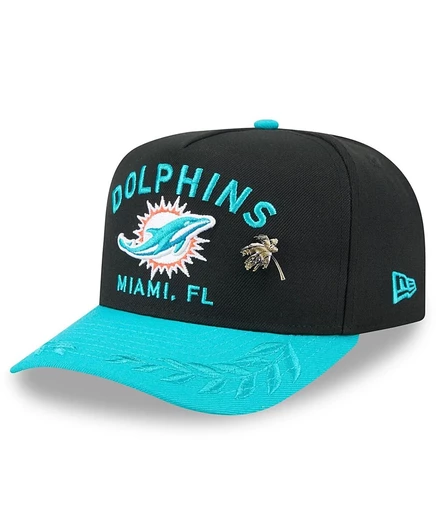 Мужская кепка New Era 59FIFTY Miami Dolphins 2025, черно-бирюзовая