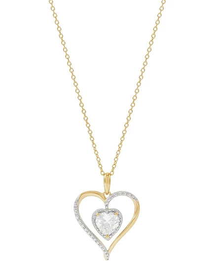 Подвеска Macy's «Сердце» 46 см, позолоченное серебро, белая
