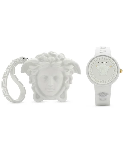 Женские швейцарские часы Versace Medusa Pop с белым силиконовым ремешком 39 мм white