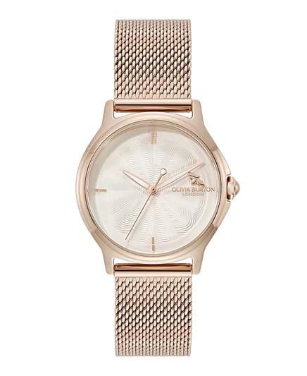 Женские часы-браслет Olivia Burton OB Classic Bee из розового золота с сеткой из нержавеющей стали, серебро 29,8 мм