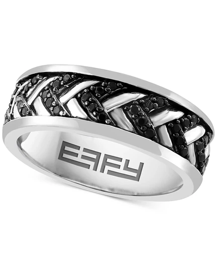 Мужское кольцо с шевроном из черной шпинели EFFY® (1-1/20 карат по весу) из чистого серебра (также с белым топазом) silver