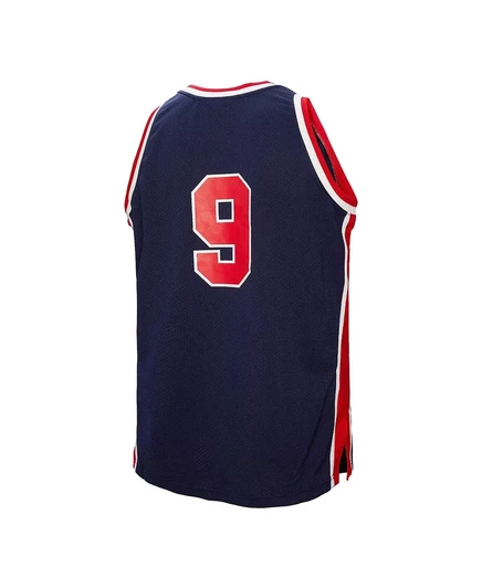 Мужская баскетбольная майка Michael Jordan Navy USA от Mitchell & Ness 1984 года выпуска, выполненная из натуральной кожи navy