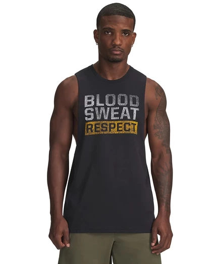 Мужская футболка Under Armour Project Rock Blood Sweat Respect без рукавов, черная