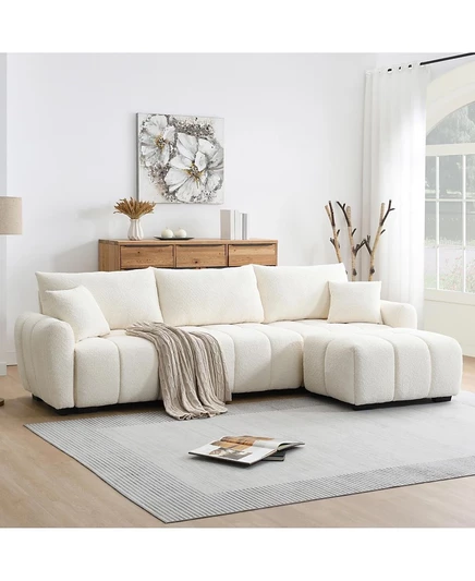 Streamdale Furniture 110-дюймовый модульный секционный диван, L-образная форма, Очень большое сиденье, Подвижный пуфик, Ткань Букле