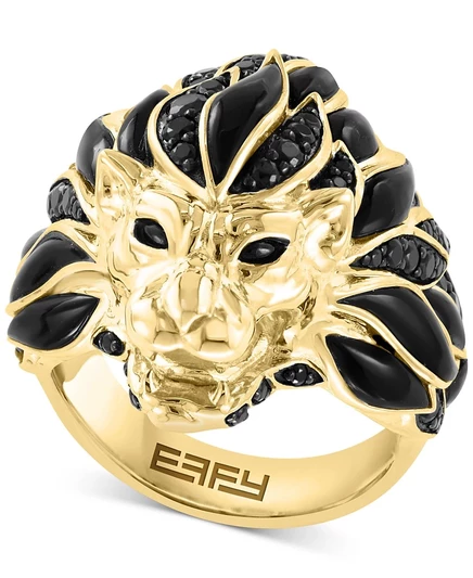 Мужское кольцо EFFY Lion с черной шпинелью, позолоченное