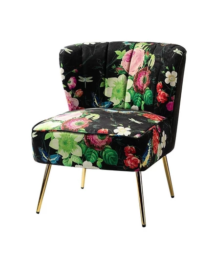 Кресло Hulala Home Tufted Floral с золотыми ножками, черное