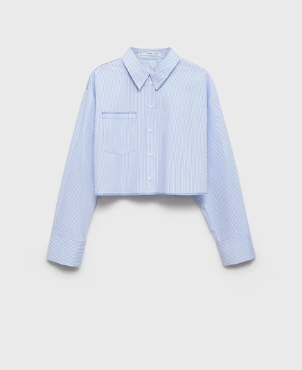 Укороченная рубашка в полоску от Mango для женщин blue