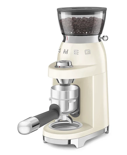 Кофемолка SMEG 50 в стиле ретро для приготовления кофе и эспрессо коричнево-бежевого цвета