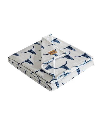Плед флисовый Wrangler с принтом, 127×178 см, синий