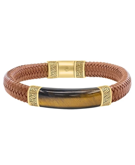 Мужской браслет EFFY тигровый глаз 27 ct 18K коричневая кожа