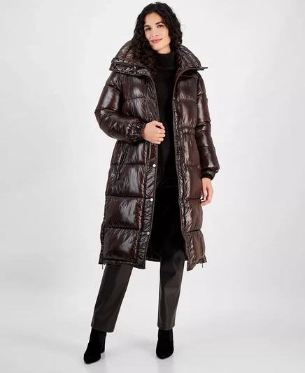 Женское пуховое пальто-анорак с капюшоном MICHAEL Women's Shine chocolate