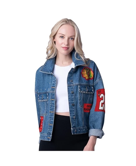 Женская джинсовая куртка G-III 4Her Chicago Blackhawks, синяя