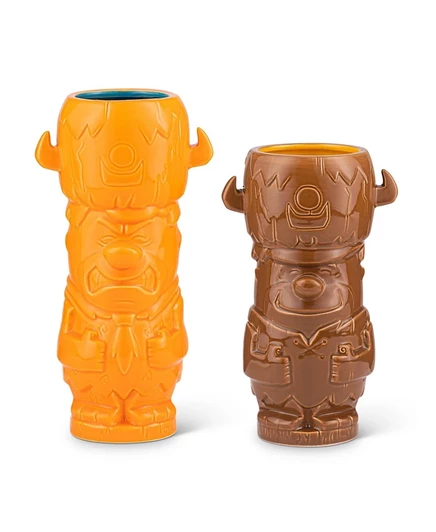 Набор кружек Geeki Tikis The Flintstones | Кружки Фреда и Барни Тики | Объемом 28 унций, без цвета