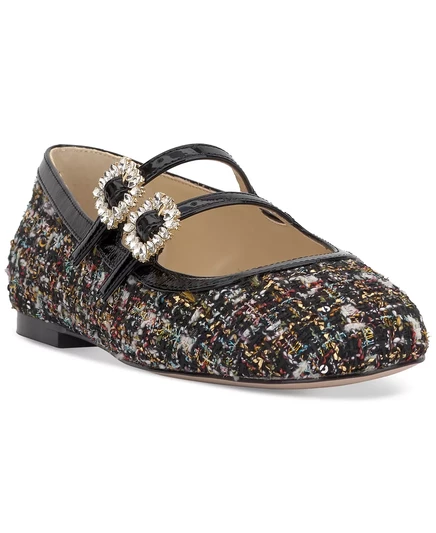  Женские балетки на ремешках с пряжкой Allista black sparkle tweed multi