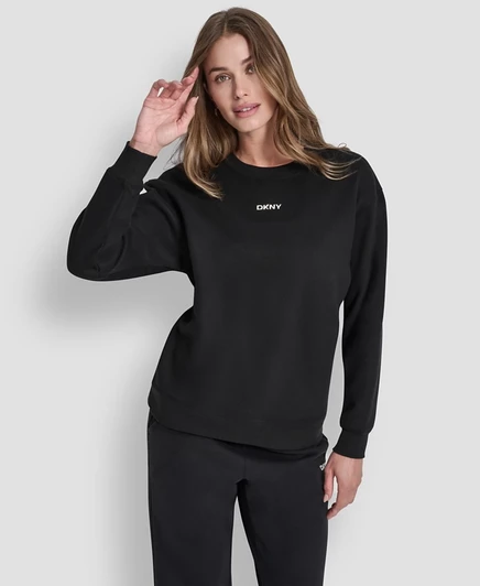 Женский свитшот DKNY Sport с металликом, черный