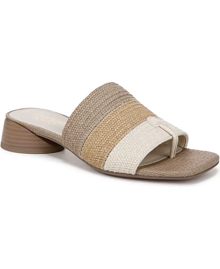  Женские босоножки-горки Loran на наборном каблуке multi beige raffia