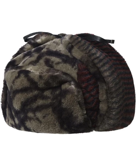 Мужская шапка Kangol Wild Fur Trapper, оливково-бордовая