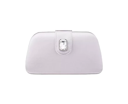  Клатч Minaudiere с язычком, украшенным кристаллами new silver