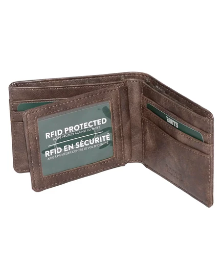 Мужской тонкий кошелек ROOTS Men's с центральным футляром для ключей dark brown