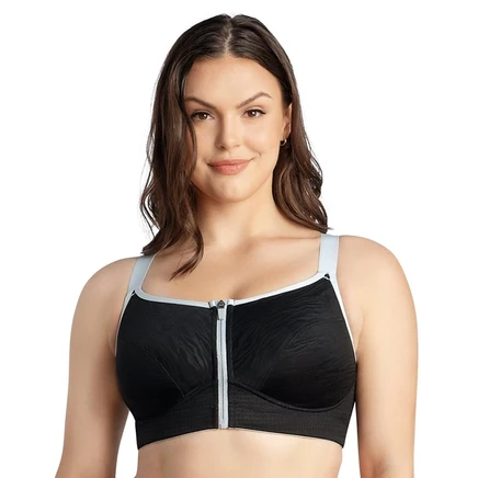 Спортивный бюстгальтер PARFAIT Plus Size с волнистой застежкой-молнией спереди без косточек, черный