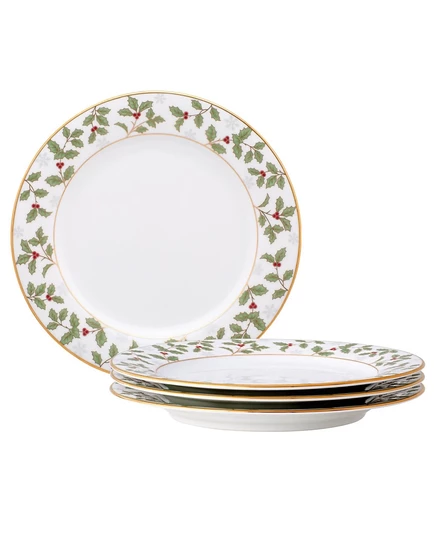 Салатные тарелки Noritake Holly & Berry 8.25″, зеленые
