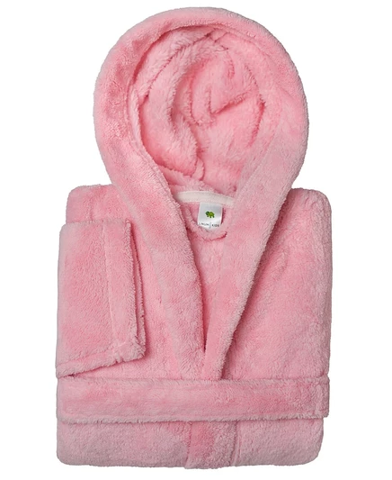 Детский плюшевый халат Linum Home Super Plush с капюшоном, розовый